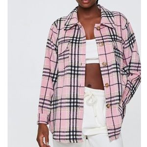 Light pink Plaid button up jacket from Forever 21
